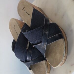 Wear.ever Navy Wedge Sandals Size 8M